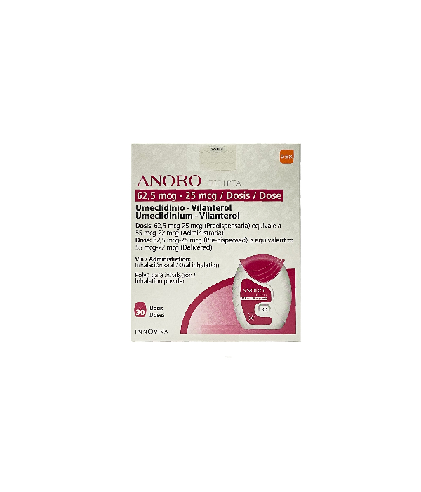 ANORO ALLIPTA 30 DOSIS INHALADOR 62,5 MCG/25MCG CAJA X 1 UNIDAD 